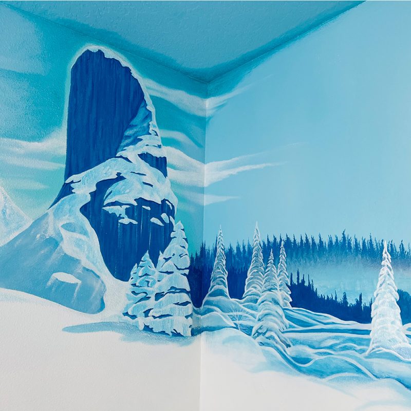Frozen mountain top, Air BnB mural