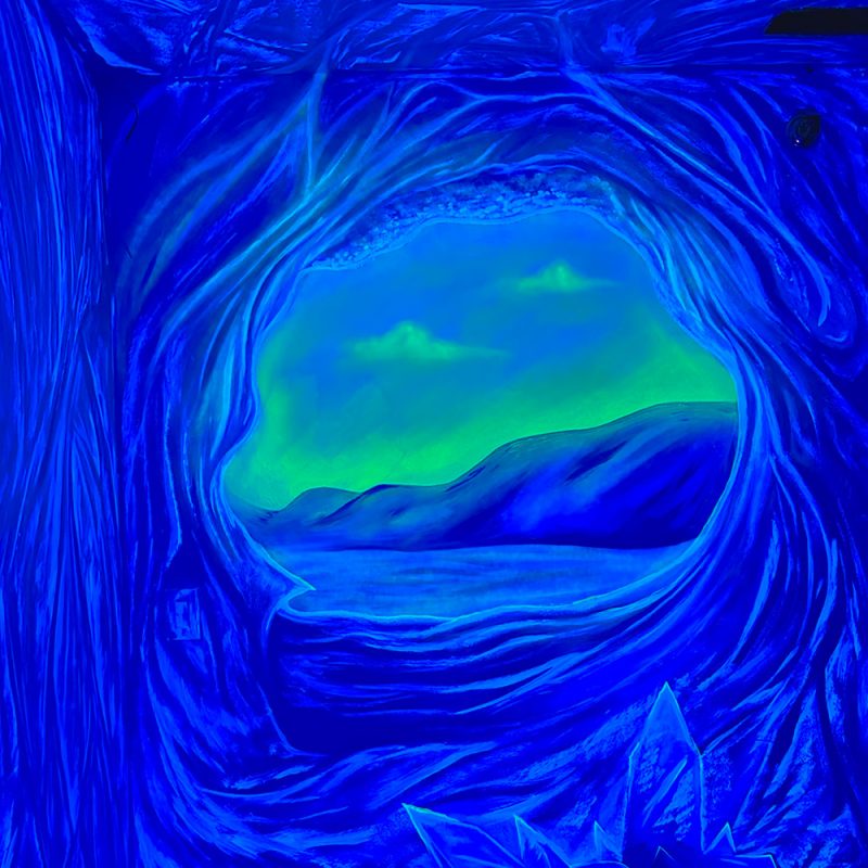 Ice cave northern lights mural, at the Cove at Salem Hotel Boston
