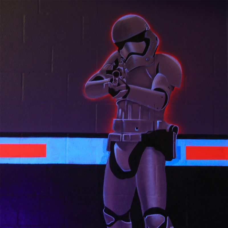 Storm trooper neon mural air bnb